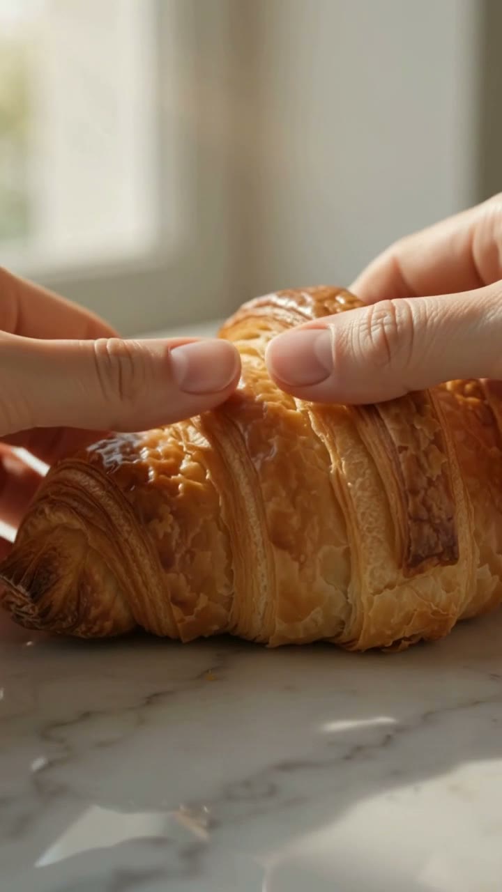 Reel thumbnail: croissant being torn