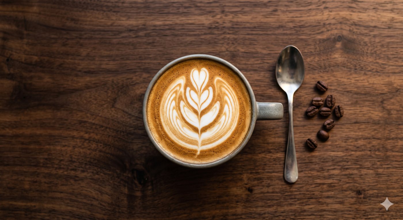 Latte art rosetta in ceramic cup