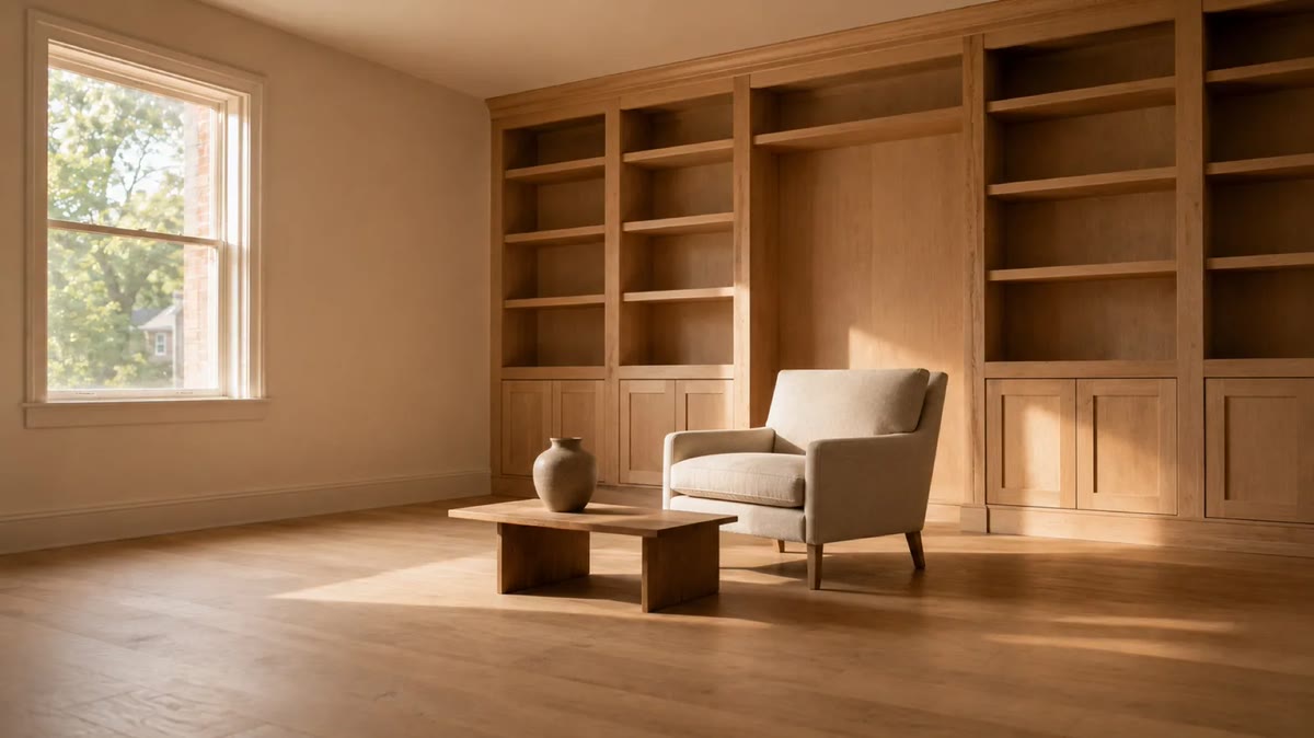 Scroll World - a renovated room in warm evening light, the final chapter of the scroll flight