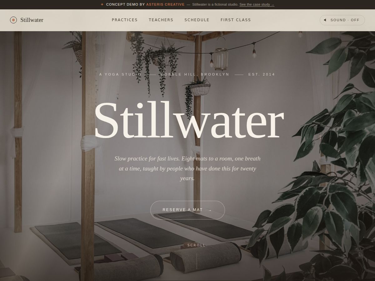 Stillwater - concept yoga studio website demo