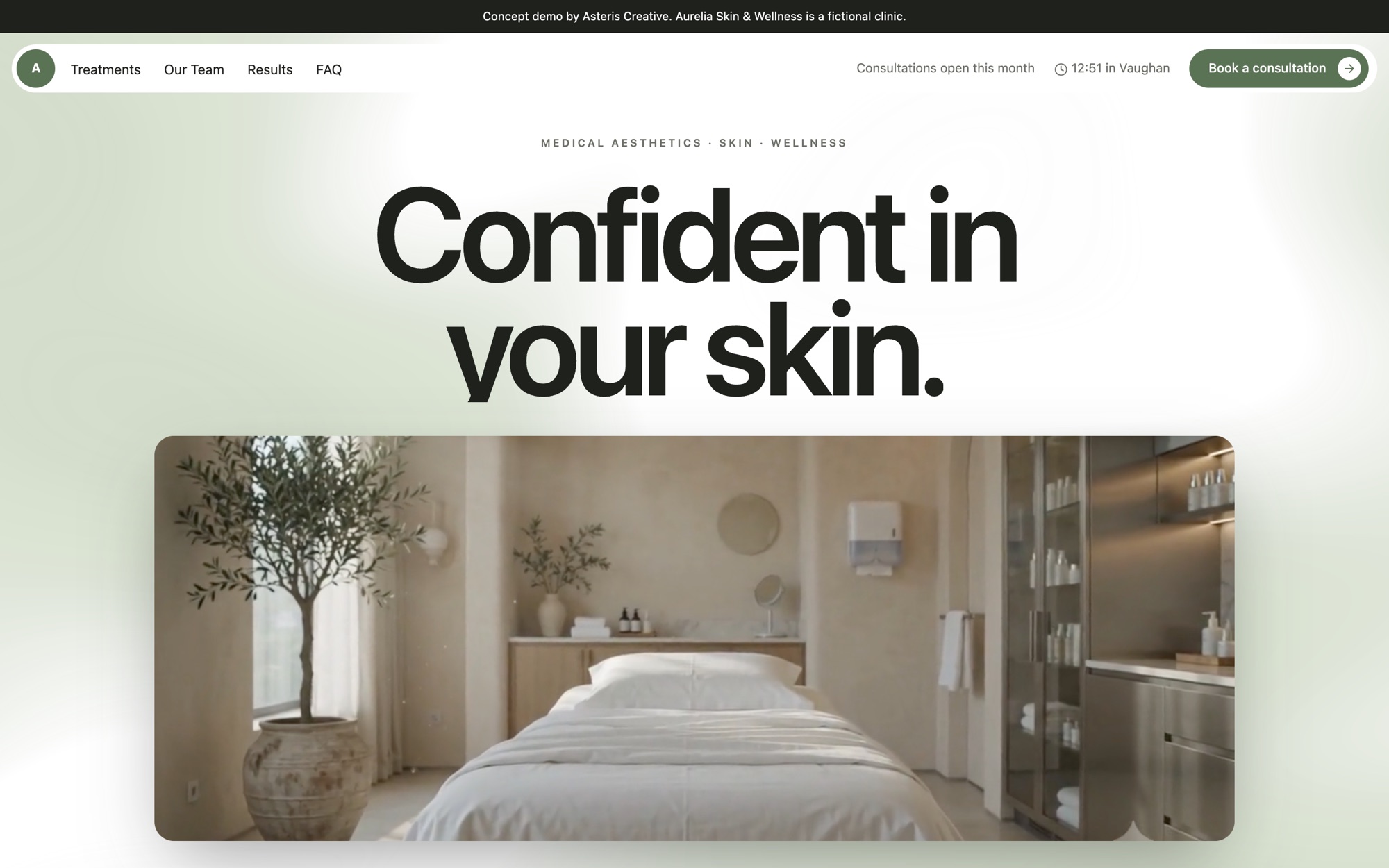 Aurelia Skin & Wellness - concept website demo homepage