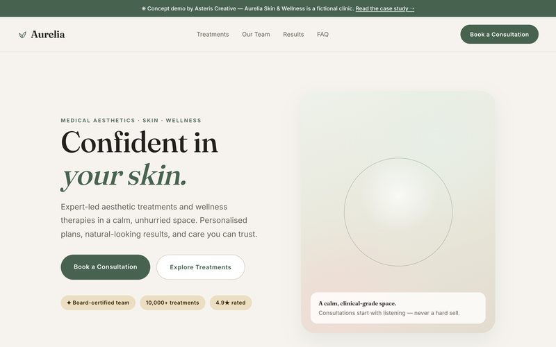 Aesthetic & Wellness Clinic - concept website demo
